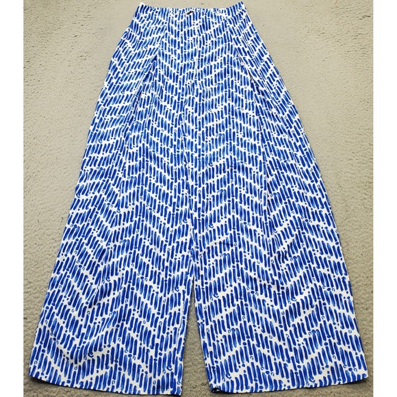 Skies Are Blue Other - Skies Are Blue Palazzo Pants Womens XS Multi-Patterned Pleated Wide Leg Side Zip